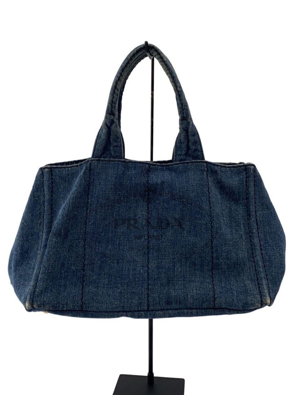 Prada Canapa denim tote bag logo indigo Blue